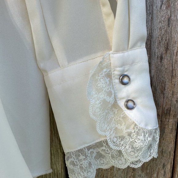 Vintage Western Cowboy Core Ivory Blouse - Picture 5 of 5